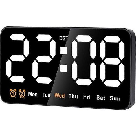 Horloge numérique murale LED 9 pouces, affichage blanc lumineux, réveil électronique moderne pour chambre et bureau (1/5)