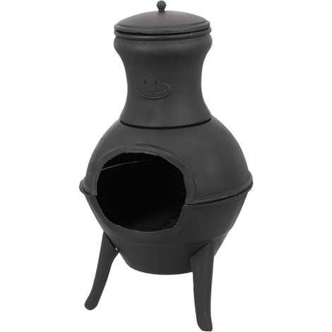 Cheminée de terrasse en fonte - Noir - L 40,6 x P 36,8 x H 72,8 cm - Livraison gratuite