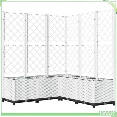 Jardinière avec treillis - FAFEICY - 153288 - Blanc - 120x120x136 cm - Treillis intégré (1/5)