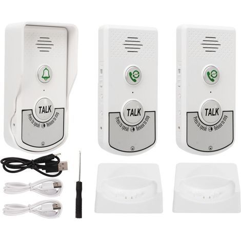Sonnette d'interphone sans fil IP54 – Distance 1000m – 2 unités intérieures – Communication vocale – Installation facile (1/5)