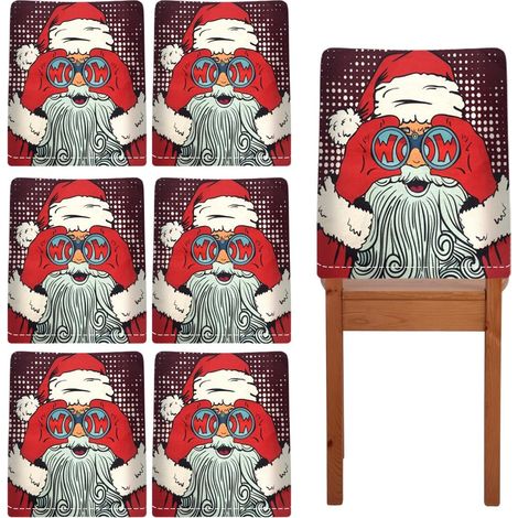 Fodere Sedie Lino Set 6 Pezzi Natalizie Decorative 60x50cm (1/5)