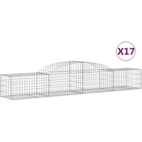 Paniers à gabions arqués 17 pcs  Mur en gabion 300x50x40/60 cm fer galvanisé