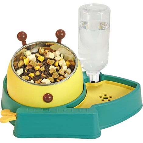 Napf mit automatischem Wasserspender für Hunde und Katzen 2in1 – grün (1/5)