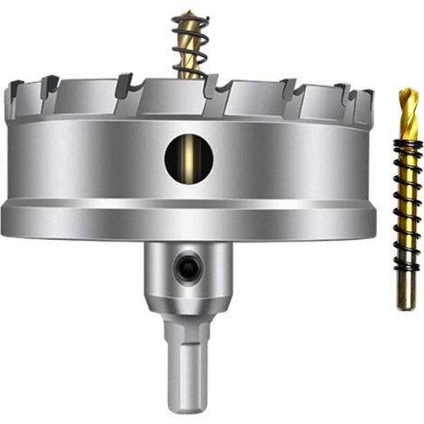 120mm Tungsten Carbide Hole Saw, TCT Hole Saw Drill Bit with 2 Titanium Plated Pilot Drill Bits for Stainless Steel, Sheet, Metal T.C.T Hole Saw with 2 Pilot Drill Bits Titanium Plated for Metal, Sta (1/5)