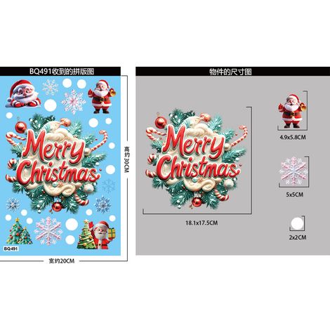 Nouveaux autocollants de Noël, flocons de neige 3D, bonhommes de neige, stickers pour fenêtres, sapins du Père Noël, cadeaux, autocollants statiques en PVC pour vitres