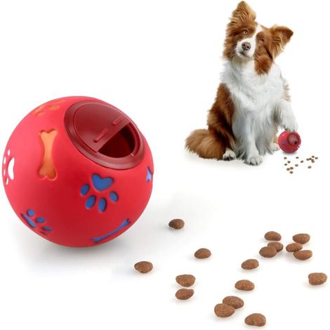 Balle de Nourriture pour Chien Jouet pour Chien Intelligence Distributeur de Nourriture pour Chien Puzzle Jeux d'Entraînement à Alimentation Lente (Rouge)