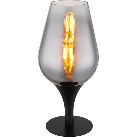 Tischlampe Tischleuchte Nachttischlampe Glas verchromt Wohnzimmerlampe H 31 cm (1/5)