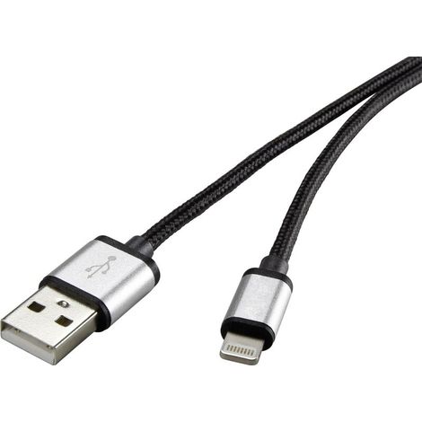 Trywise Câble USB USB 2.0 USB-A mâle, Connecteur Lightning 0.50 m gris foncé gaine textile RF3969327 Y529701 (1/3)