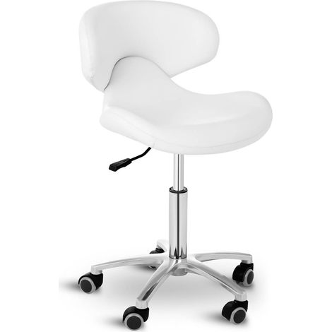 Fauteuil cosmétique à roulettes – Confort 5 cm mousse – Réglable 44-57 cm – Pivote 360° – Charge max 150 kg – Base acier avec roues caoutchouc – Physa (1/6)