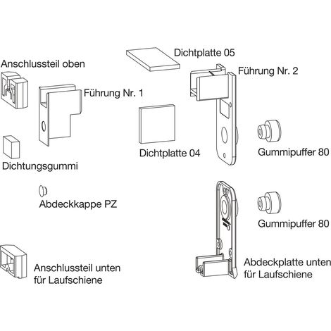 GU HS Zubehör-Beutel Führungsschiene P1786 Laufschiene Höhe  5 mm grau