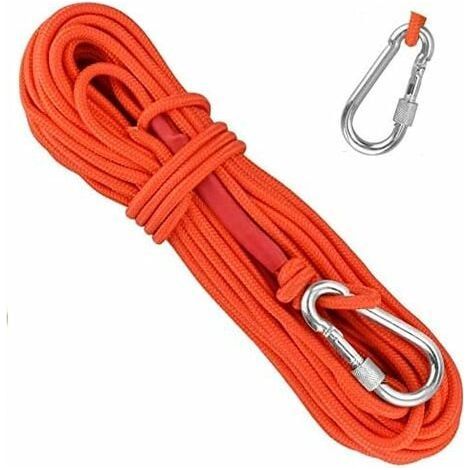 Corde escalade tressée en polypropylène 20M – Résistante à la corrosion et aux UV – Mousqueton en alliage d'aluminium – Pour alpinisme et sauvetage (1/5)