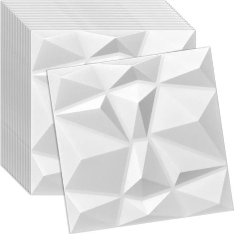 Panneau mural et plafond 3D blanc en polystyrène 50x50 cm – revêtement décoratif moderne, lot de 20 pièces (5 m²)