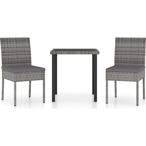 Maison Exclusive - 3-tlg. Garten-Essgruppe Poly Rattan Grau (1/5)
