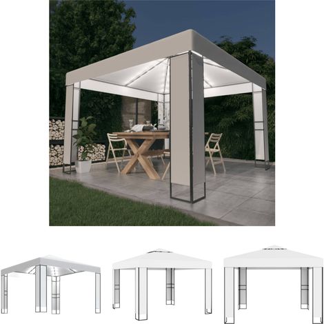 LED-Lichterkette - vidaXL Pavillon mit Doppeldach & LED-Lichterkette 3x3 m Weiß - Solarenergie (1/5)