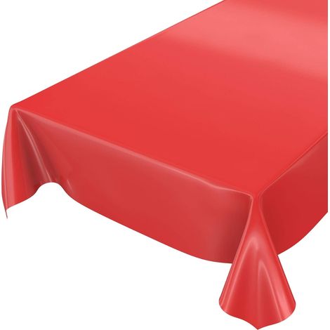 Nappe en toile cirée lavable, uni, brillant, Toile cirée, rouge, Schnittkante 180 x 140cm (1/5)