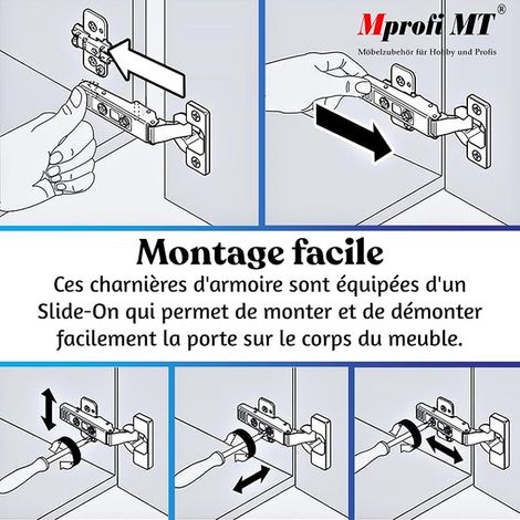 Charnières Porte Placard Porte Existante Ø35mm Charnières de Placard de Meuble Charnière Invisible Charnière de Cuisine pour Porte D'armoire (1/4)