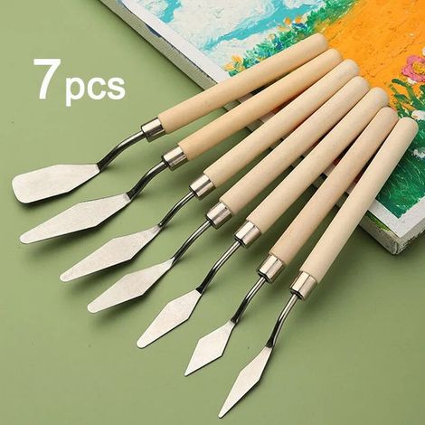 Couteau De Palette - Acier Inoxydable - Pour Mélange Peinture À L'huile Et Création Artistique - Lot De 7 Pièces (1/5)