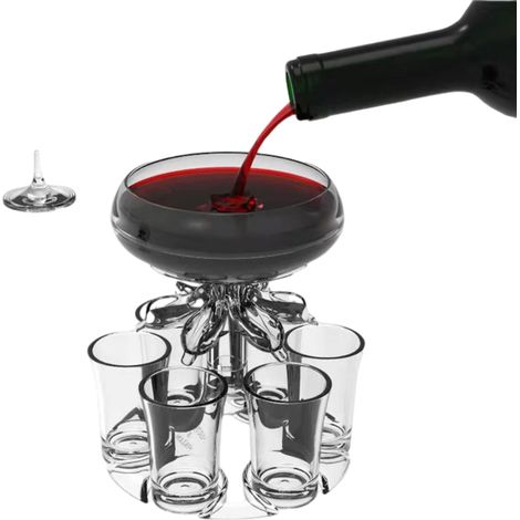 Distributeur de Shots 6 Verres avec Porte-Verres et Bec Verseur pour Liquides - Outil de Service Boissons (1/5)