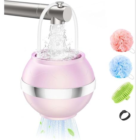 Filtre de Douche pour Bébés et Adultes, Baignoire, Adoucisseur d'eau Élimine les Impuretés pour Santé Peau des Cheveux, Bain avec Boule et Brosse à Shamp, Rose (1/5)