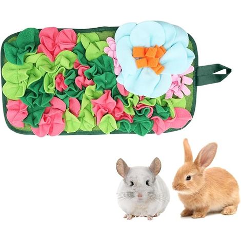 Food Finder Mat, Pet Feed Mat for Small Animals, Puzzle Toys with Hanging Rope for Hamsters, Hedgehogs, Guinea Pigs, Rabbits (1/5)