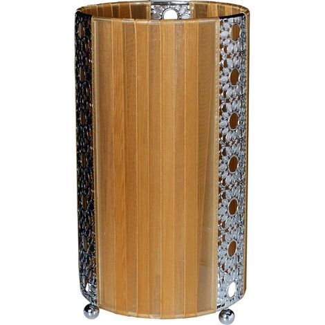 Lampe de Table en Tissu et Métal Marron Cappuccino E14 pour Chambre et Salon - PANGIVO (1/4)