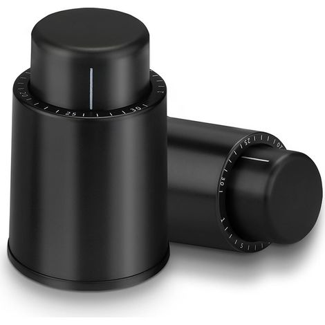 Juego de 2 tapones de vino reutilizables al vacío con tapas graduadas para preservar la frescura del vino. Regalo ideal para los amantes del vino.