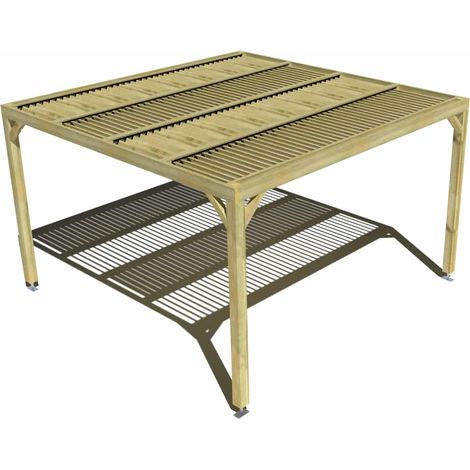 Pergola bois • 4m x 4m • indépendante • sens largeur • lames orientables bioclimatiques incluses • livraison comprise (1/3)