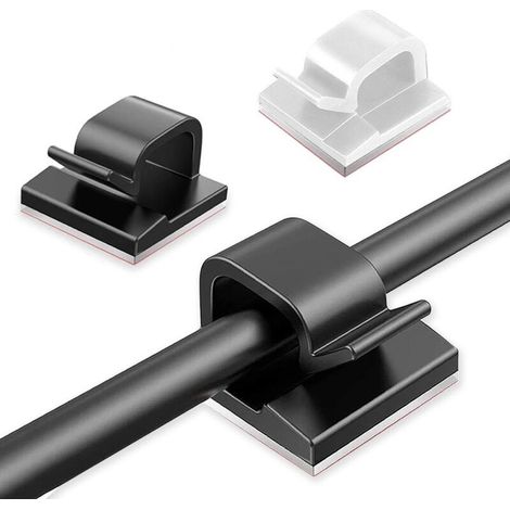 Lot de 10 attaches-câbles autocollantes - Clips de câble (1/5)