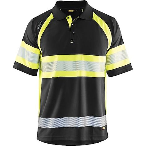Polo de travail haute visibilité anti-UV 3338 - Noir/Jaune fluo 5XL (1/2)