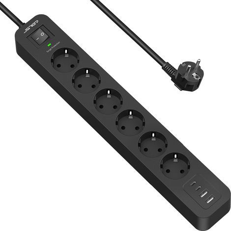 Power Strip with 6 Outlets, 2 USB-A Ports, 2 USB-C Ports, 2m Cable, Home, Office (1/5)