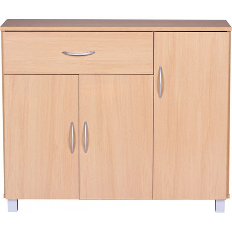 Buffet 3 portes 1 tiroir 90x30x75 cm décor chêne - ROMARIC