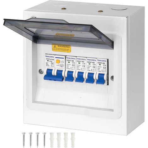 Coffret Electrique Etanche - Tableau électrique apparent d’interrupteur différentiel 40A et disjoncteurs 2x10A+2x16A- Coffret de protection pour maison, bureau et centre commercial (1/5)