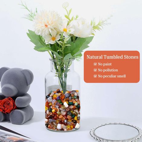 Pierres Roulées en Agate Naturelle - Gravier de Cristal Coloré pour Décoration de Pot de Fleurs, Jardin, Vase et Aquarium