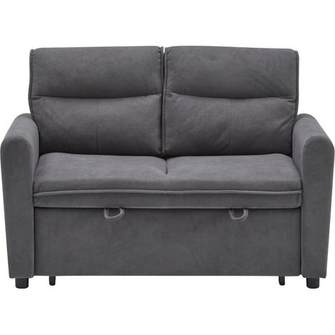 Divano letto, divano da 2 posti con schienale regolabile, in velluto, grigio (1/5)