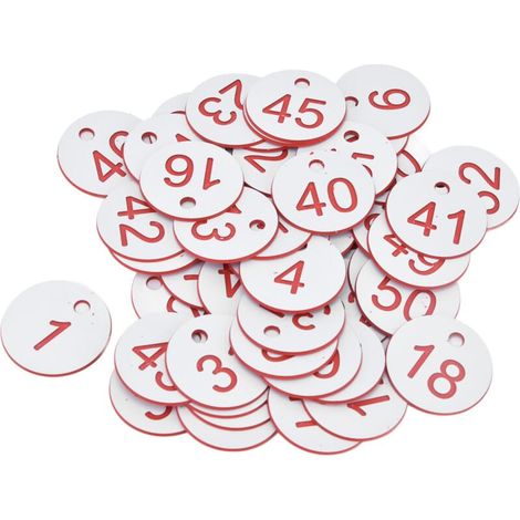 Ulisem 50 pezzi di etichette rotonde numerate in ABS per alveari con foro per apicoltura (da 1 a 50) (1/4)