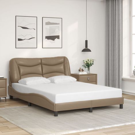 Cadre de lit sans matelas-Structure de lit Hvar cappuccino 140x190 cm similicuir (1/5)