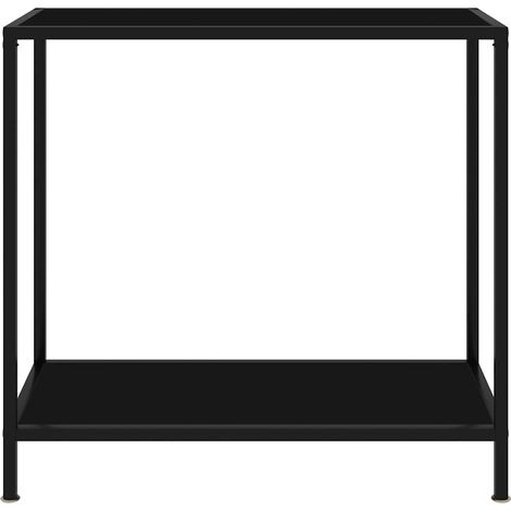 Table console，Table d'appoint，Bout de canapé，Meuble d'entrée Noir 80x35x75 cm Verre trempé