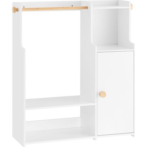 SoBuy KMB110-W Kleiderständer für Kinder, Kinderkleiderständer, Kinderkleiderschrank, Kleiderregal für Kinderzimmer mit 2 Fächern und 1 Tür, 94 x 35 x 110 cm