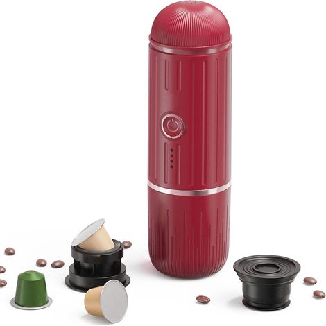 Cafetière électrique portable compatible avec les dosettes NS et le café moulu, 19 bars, 100 W, chauffe sans fil, idéale pour les voyages, le camping, le bureau et la maison. (1/5)