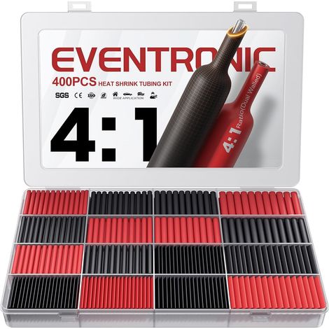 4: 1 Gaine Thermorétractable avec Adhésif, 400 Pièces Double Paroi, IP68 Gaine Thermorétractable Étanche, pour Isolation Électrique et Connecteurs de Câble, Capacité de Charge Élevée (1/5)