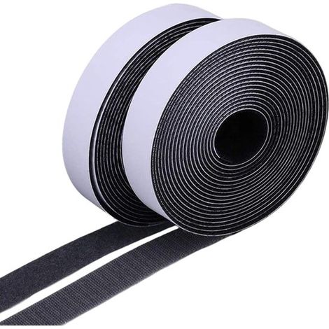 Lot de 2 bandes Velcro auto-adhésives - Velcro sur les côtés - Velcro - Velcro auto-adhésif - Ruban adhésif ultra-résistant - Nylon - Noir - 2,5 x 500 cm Noir (1/5)