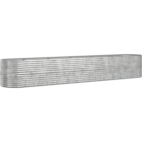Macetero bancal elevado plantas flores terraza jardín jardín acero con revestimiento de polvo plateado Plata 020039705 (1/5)