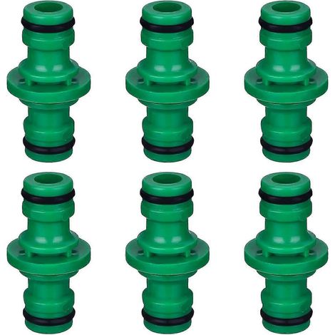 Lot de 6 raccords doubles mâles pour tuyau d'arrosage (vert) (1/4)