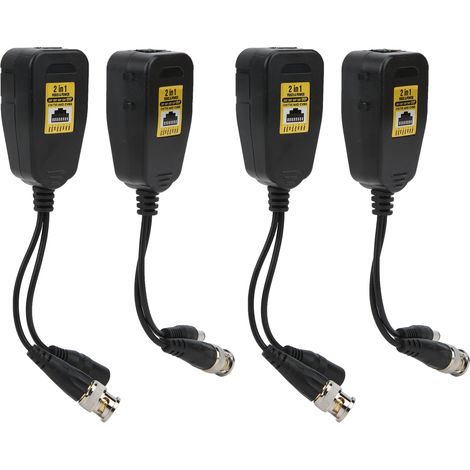 Émetteur vidéo HD (lot de 4) avec protection contre les surtensions, câble RJ45 à paires torsadées, 2-en-1 HDCVI/TVI/AHD/CVBS, 2 à 8 MP