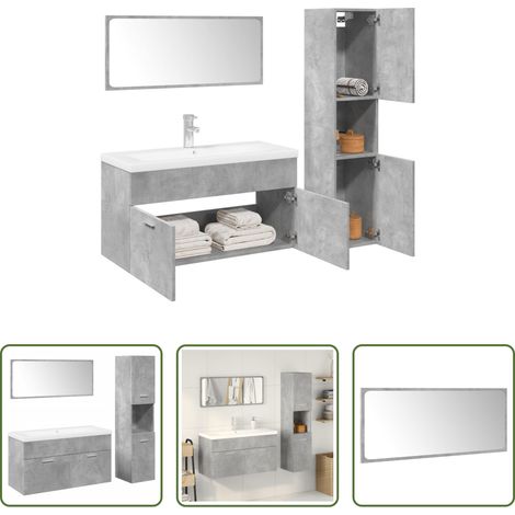 Armoire salle de bain -  Ensemble de meubles de salle de bain 4 pcs gris béton (1/5)