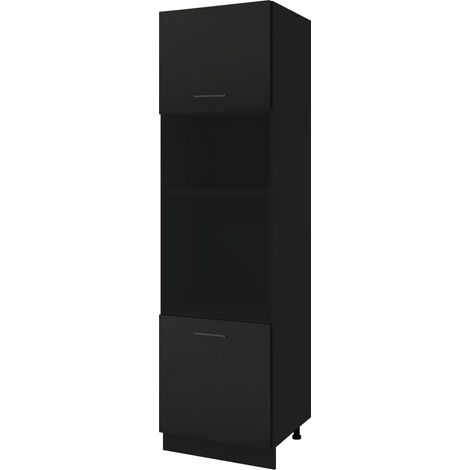 Colonne de cuisine pour micro-onde et four encastrable Lovia Noir Mat 2 portes L 60 cm - Porte avec poignée apparente   Black