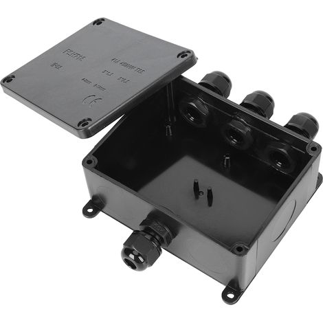 Boîtier de jonction étanche pour câbles extérieurs, boîtier de connexion électronique IP68, PC noir (1/5)