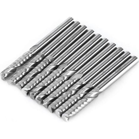 10 fraises à une seule hélice pour outils CNC, diamètre 3,175 mm, longueur de coupe 22 mm. WHBYV (1/4)