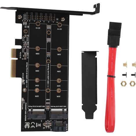Carte d'extension PCI‑E 4X vers M.2 NVMe SSD avec double interface B Key et M Key (1/5)