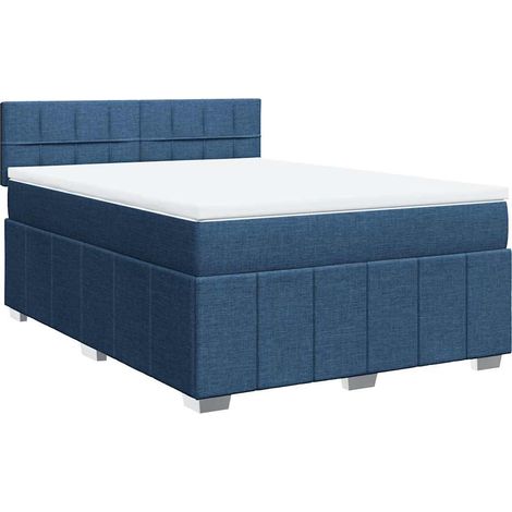 Sommier à lattes de lit avec matelas Bleu 140x190 cm Tissu vidaXL (1/5)